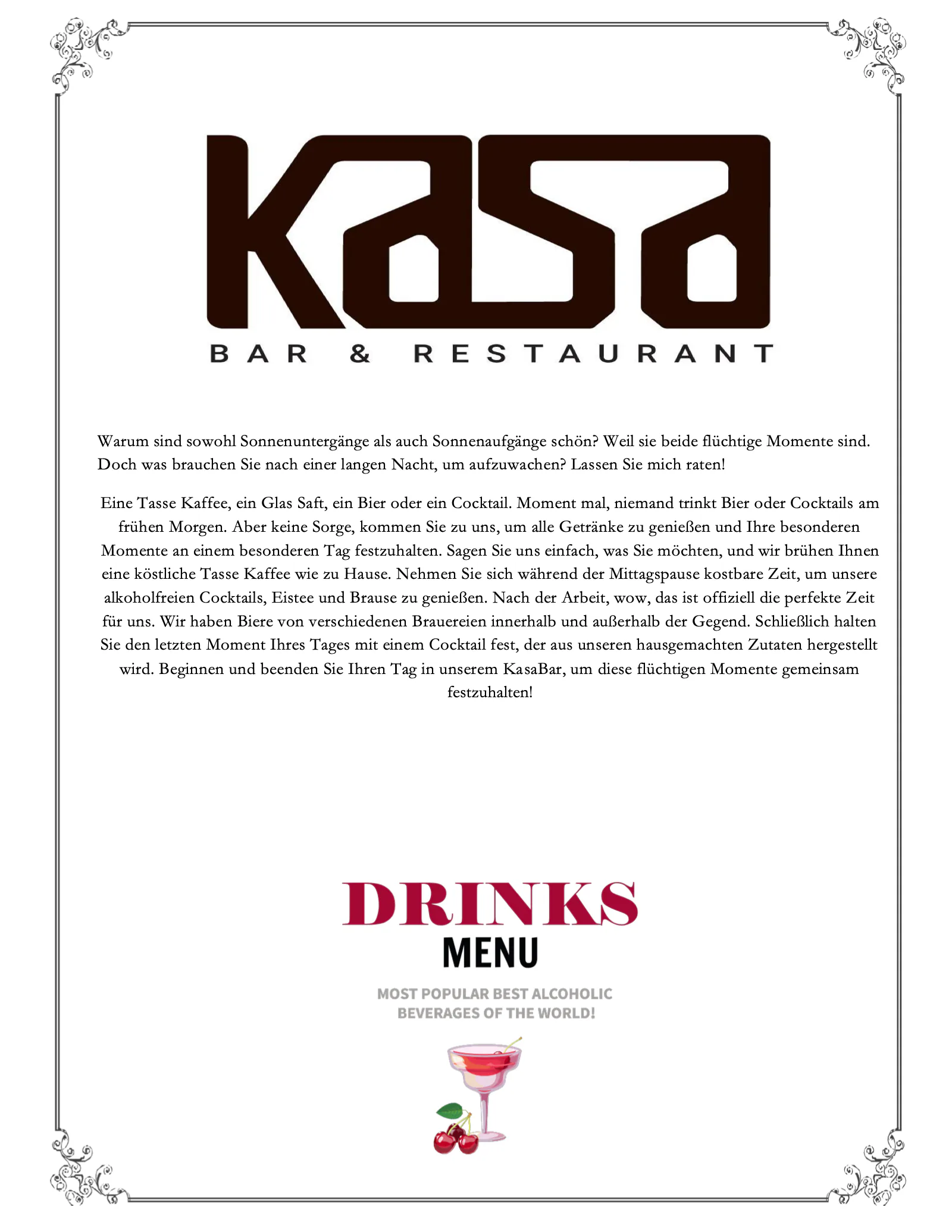 Drinks menu – Page 1 of 16